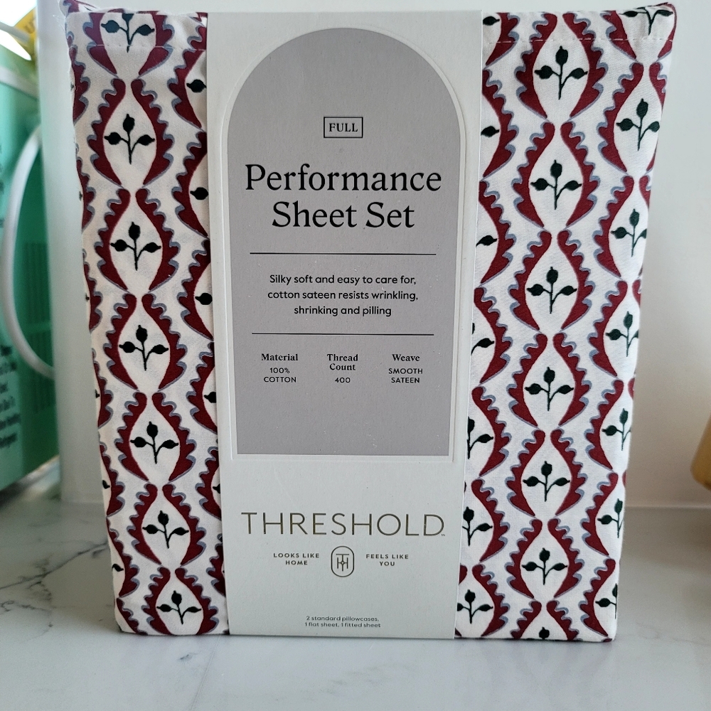 New Threshold Full Woodlock Leaf Performance Sheet Set 400 Thread Count. - Picture 8 of 15